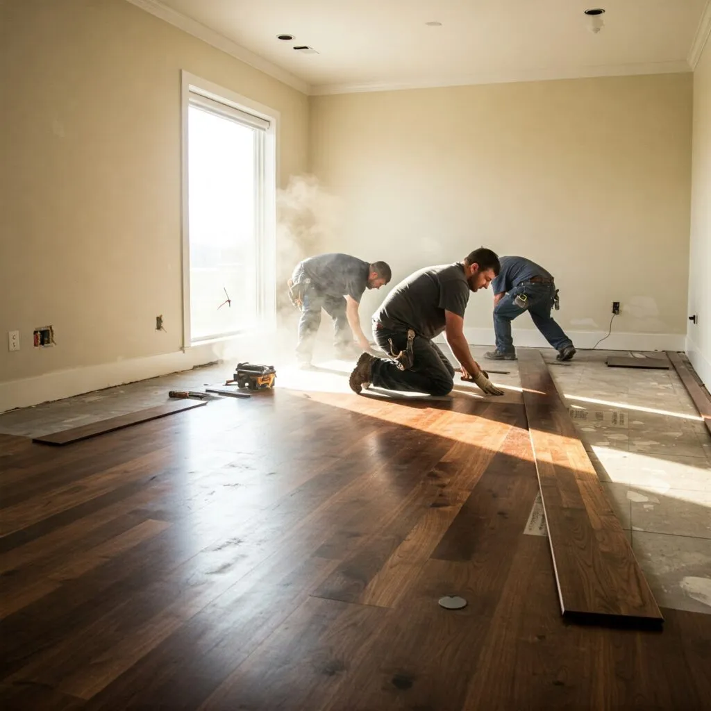 Solid hardwood floor installation completed in central Kentucky
